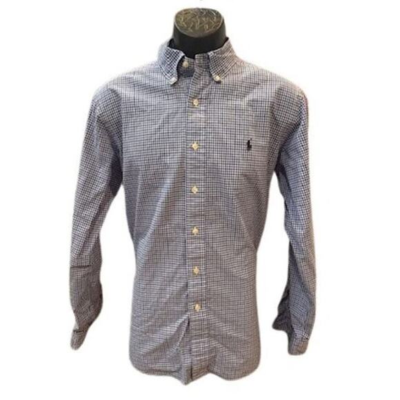 Polo Ralph Lauren Custom Fit Oxford Shirt in Blue and White Check – Size Large - Picture 1 of 6